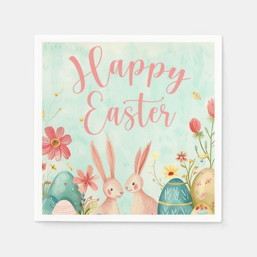 Happy Oaster Hellgrün Aquarell Serviette (Vorderseite)