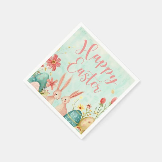 Happy Oaster Hellgrün Aquarell Serviette (Ecke)