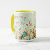 Happy Oaster Hellgrün Aquarell Tasse (Vorderseite Links)