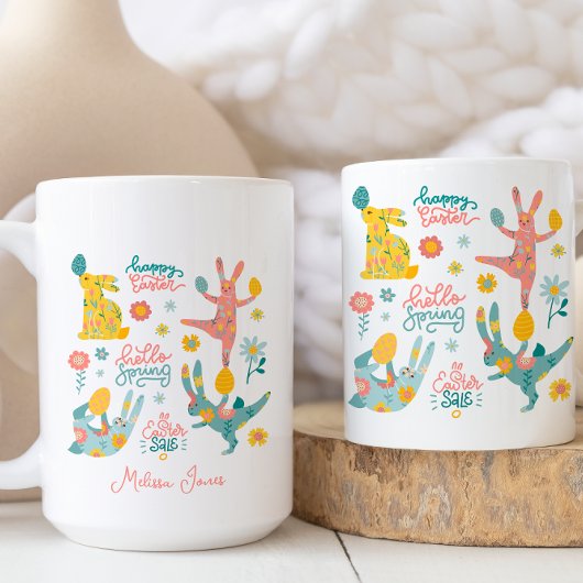 Happy Oaster Hello Spring Playfull Bunny Kaffeetasse