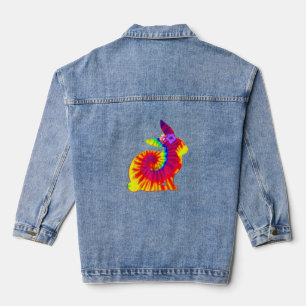 Happy Oaster Hippie Bunny Rabbit Gefärbte Krawatte Jeansjacke