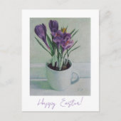 Happy Oaster hübsche lila Crocus Feine Kunst Postkarte (Vorderseite)