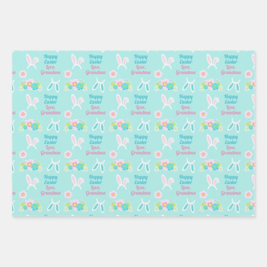 Happy Oaster Hübsche Personalisierte Pastelle Aqua Geschenkpapier Set (Vorderseite 3)