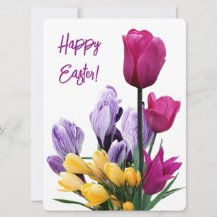 Happy Oaster hübsche Rosa Tulpen Gelbe Liebe Feiertagskarte