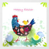Happy Oaster Huhn und Eier Fensteraufkleber (Blatt)