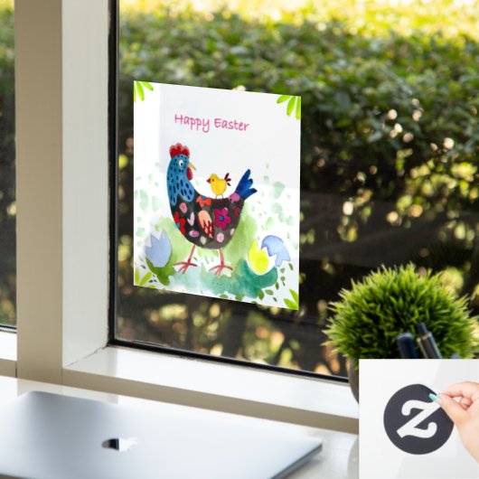 Happy Oaster Huhn und Eier Fensteraufkleber (Büro)