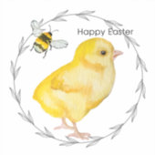 Happy Oaster Huhn und Frühlingsblumen Aufkleber (Vorderseite)