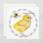 Happy Oaster Huhn und Frühlingsblumen Einladung (Vorne/Hinten)