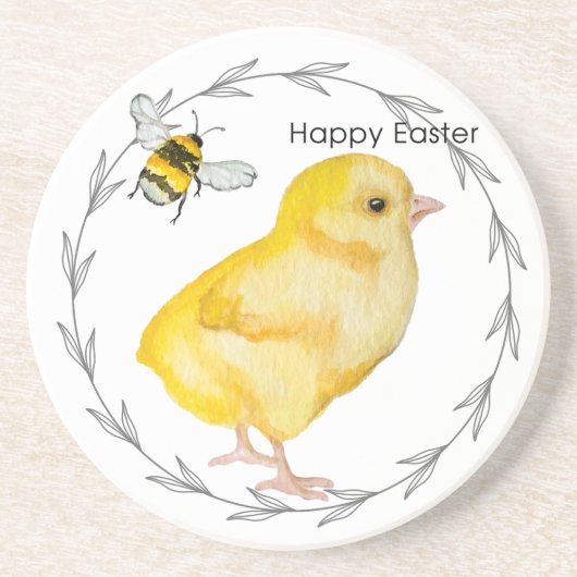 Happy Oaster Huhn und Frühlingsblumen Getränkeuntersetzer (Vorne)