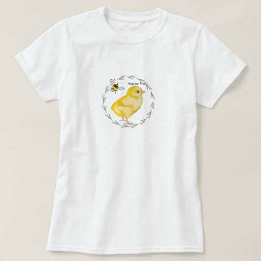 Happy Oaster Huhn und Frühlingsblumen T-Shirt (Design vorne)