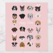 Happy Oaster Hund Gesichtsmuster Weinetikett (Einzelnes Label)