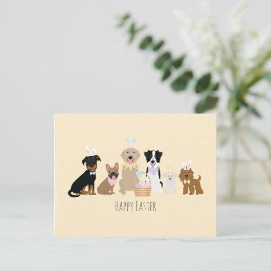 Happy Oaster Hunde Postkarte (Stehend Vorderseite)