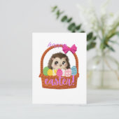 Happy Oaster Igel Card Postkarte (Stehend Vorderseite)
