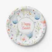 Happy Oaster | INDIVIDUELLE NAME | Floral Pappteller (Vorderseite)