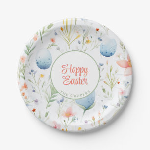 Happy Oaster INDIVIDUELLE NAME Floral Pappteller