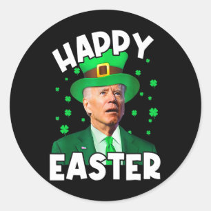 Happy Oaster Joe Biden St Patricks Day Leprechaun Runder Aufkleber