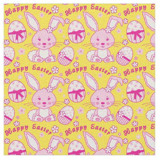 Happy Oaster Kaninchen Hasen und Eier Gewebe Stoff (Nahaufnahme)