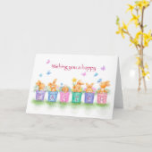 Happy Oaster, Kaninchen in Blume Töpfe mit Blume Karte (Gelbe Blume)