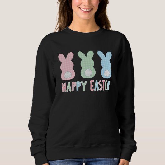 Happy Oaster Kariert Bunny Multicolor Osterhase Sweatshirt (Vorderseite)