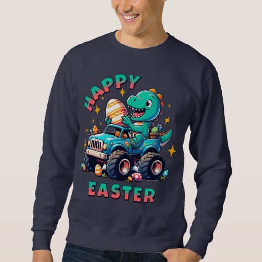 Happy Oaster Kawaii Baby Dinosaur Monster Truck Sweatshirt (Vorderseite)
