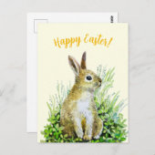 Happy Oaster Kleine sonnige Aquarell Postkarte (Vorne/Hinten)