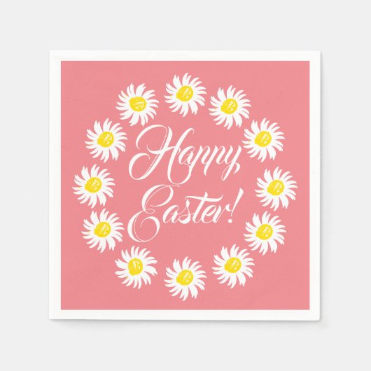 Happy Oaster Koral Drehbuch niedlich zaghaft fröhl Serviette (Vorderseite)