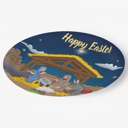 Happy Oaster - Krippe | Pappteller (Schrägansicht)