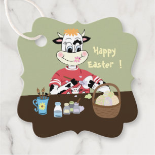 Happy Oaster Kuh Malereieier bevorzugen Tags Geschenkanhänger