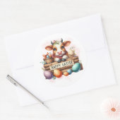 Happy Oaster Kuh und Eier Runder Aufkleber (Umschlag)