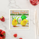 Happy Oaster Küken mit Eigelb, grün orange Serviette (Beispiel)