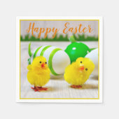 Happy Oaster Küken mit Eigelb, grün orange Serviette (Vorderseite)