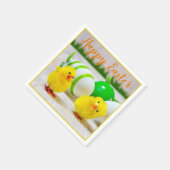 Happy Oaster Küken mit Eigelb, grün orange Serviette (Ecke)