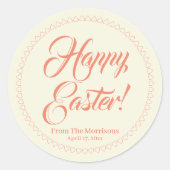 Happy Oaster Lachs Creme Custom Skript Runder Aufkleber (Vorderseite)