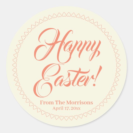 Happy Oaster Lachs Creme Custom Skript Runder Aufkleber (Vorderseite)