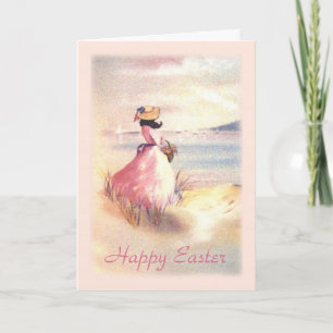 Happy Oaster Lady by Shore mit Basket Malerei Feiertagskarte