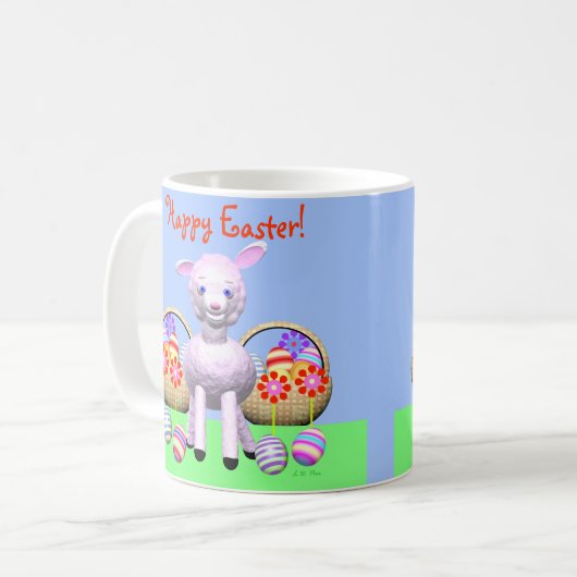 Happy Oaster Lamb and Baskets Kaffeetasse (Vorderseite Links)