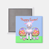 Happy Oaster Lamb and Baskets Magnet (Vorderseite/Rückseite)