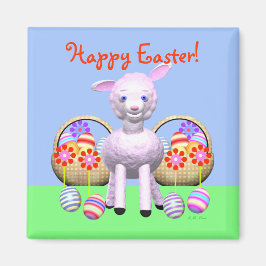 Happy Oaster Lamb and Baskets Magnet