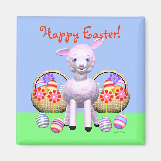Happy Oaster Lamb and Baskets Magnet (Vorne)