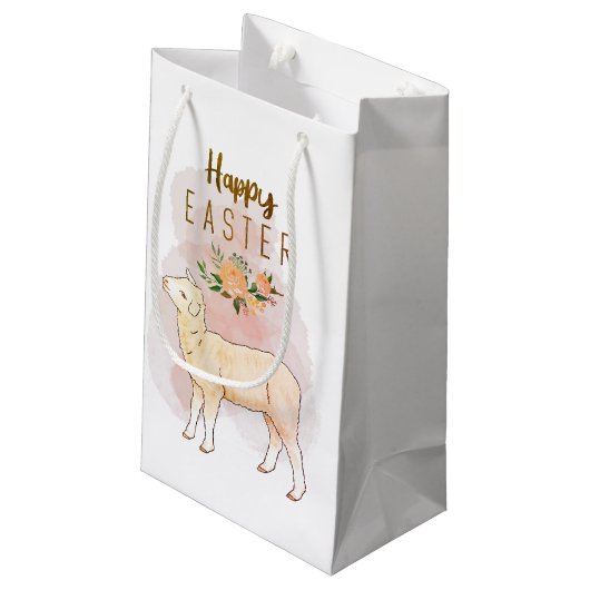 Happy Oaster Lamb Pink | Kleine Geschenktasche Kleine Geschenktüte (Rückseite Schrägansicht)