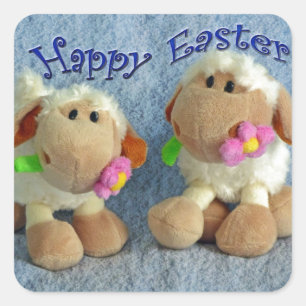 Happy Oaster Lambs Quadratischer Aufkleber
