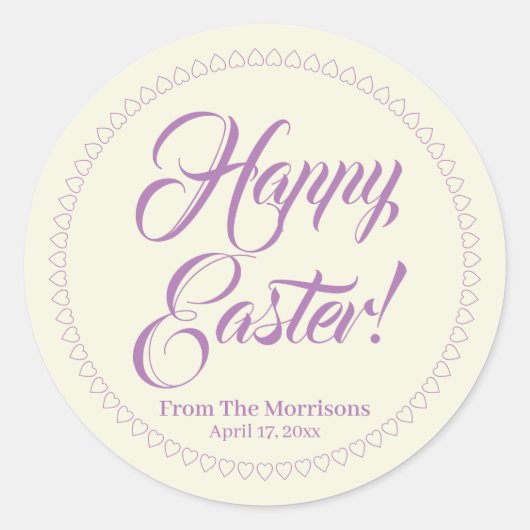 Happy Oaster Lavendel Sahne-Herz-Custom-Skript Runder Aufkleber (Vorderseite)