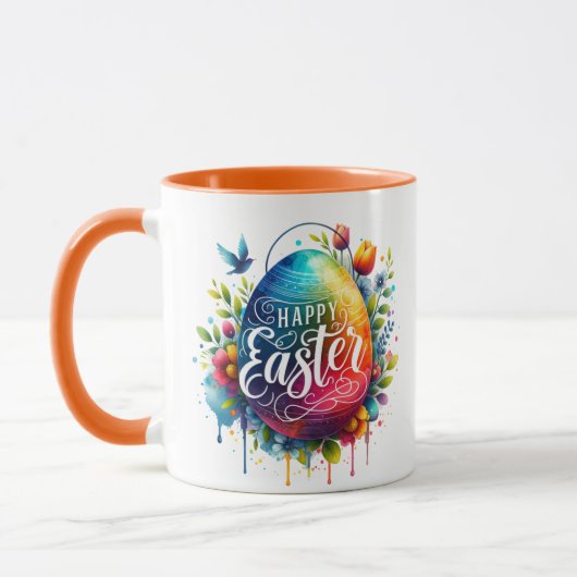 Happy Oaster: Lebhaftes Uferfarbeneier Tasse (Links)