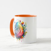 Happy Oaster: Lebhaftes Uferfarbeneier Tasse (Vorderseite Links)