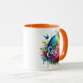Happy Oaster: Lebhaftes Uferfarbeneier Tasse (VorderseiteRechts)