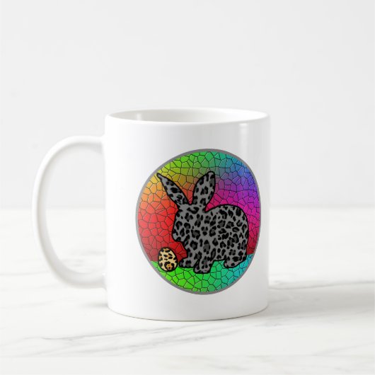 Happy Oaster Leopard Print Bunny Rabbit and Egg T Kaffeetasse (Links)