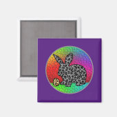Happy Oaster Leopard Print Bunny Rabbit and Egg T Magnet (Vorderseite/Rückseite)