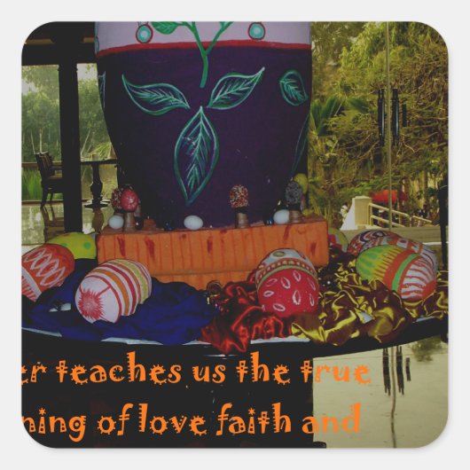 Happy Oaster Liebe Glaube und Hoffnung Wünsche Quadratischer Aufkleber (Vorderseite)