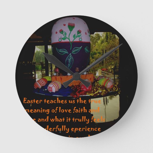 Happy Oaster Liebe Glaube und Hoffnung Wünsche Runde Wanduhr (Vorderseite)