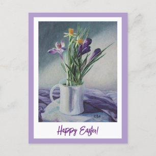 Happy Oaster lila Crocuses Vintage Kunst Postkarte